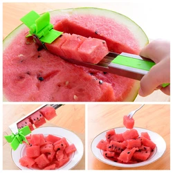 Watermelon Cutter Knife Stainless Steel Windmill Design Easy Cut Watermelon Piece Kitchen Gadget Salad Fruit Slicer Cutter Tools