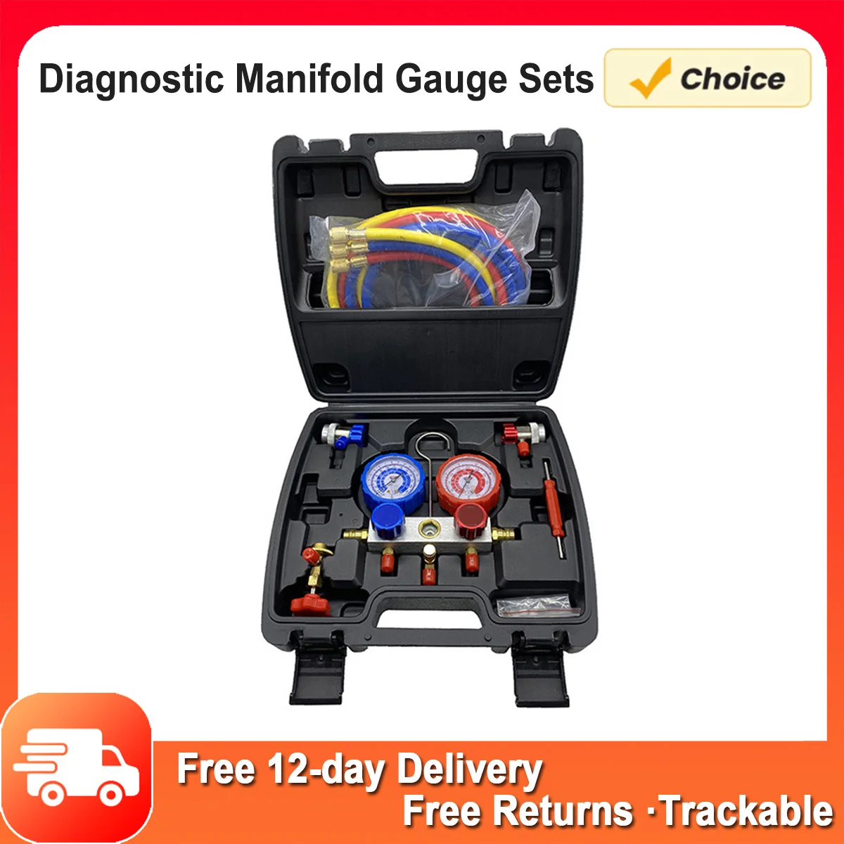 

AC Diagnostic Manifold Gauge Set for Refrigerant R134a Air Conditioning Fluorination Instrument Sets Diagnostic Manifold Gauge