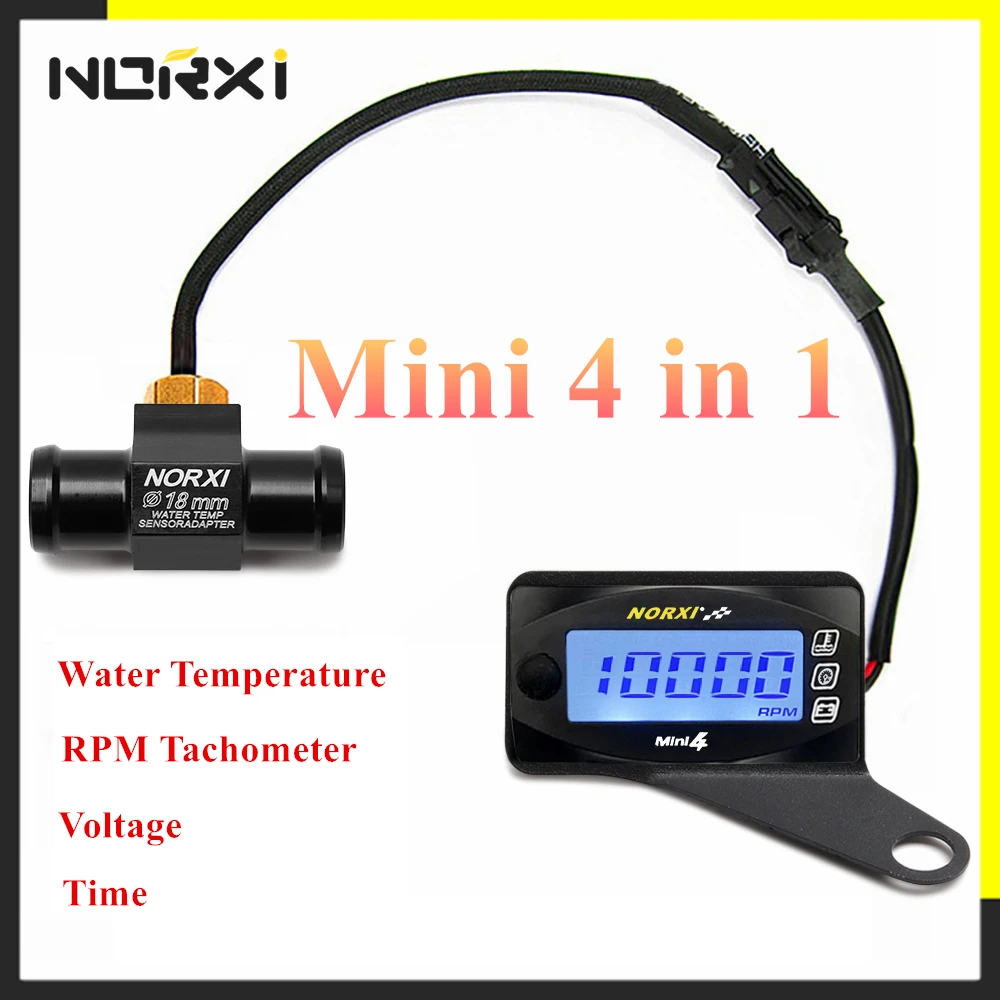 Koso tacometro cyfrowy moto uniwersalny Norxi Mini 4 w 1 LED cyfrowy wyświetlacz Quad meter Moto rcycle akcesoria