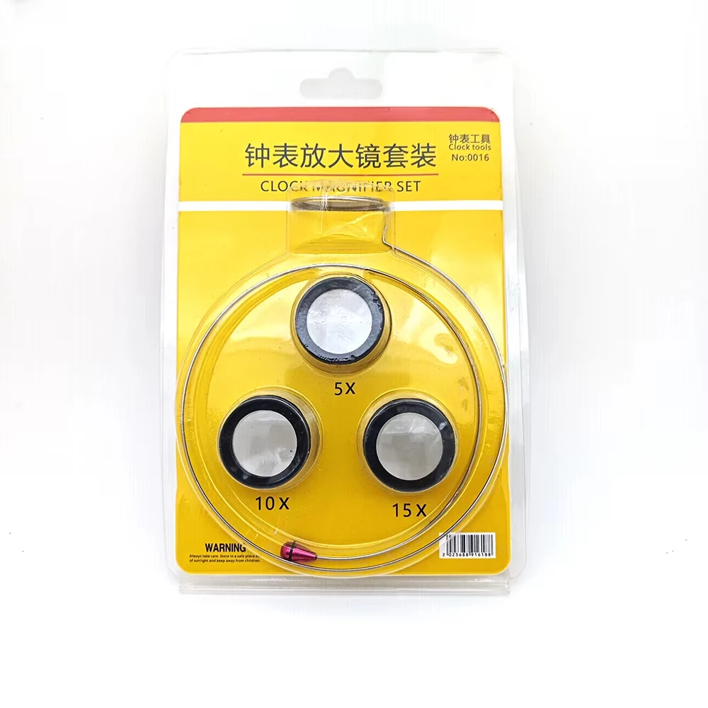 1/Set 5X 10X 15X Magnifying Glass Clip on Magnifier for Watchmaker Jewelry Watch Repair Tools Magnifying glass kit Service tool image 6