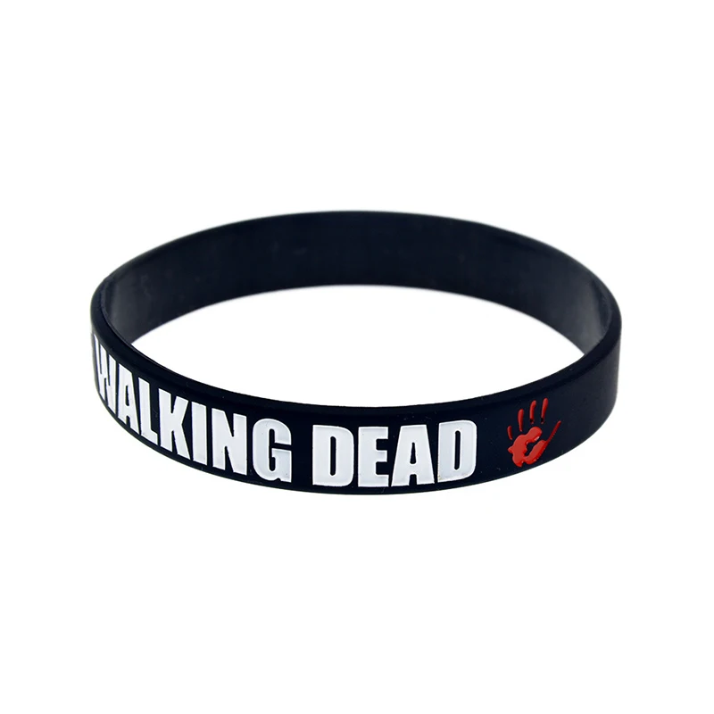 Movie The Walking Dead Sport Bracelet Evil Hand Pattern Wristband Black Silicone Rubber Bracelet Bangle Halloween Jewelry Lovers