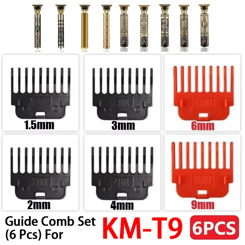 6PCS Hair Clipper Guards Guide Combs Trimmer for T9 Cutting Guides Styling Tools Attachment Compatible 1.5mm 2mm 3mm 4mm 6mm 9mm