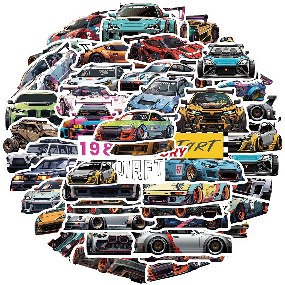 10/30/50 Stück JDM Auto Cartoon Aufkleber Japan Racing Cartoon Sticker Wasserfest DIY Laptop Fahrrad Gepäck Coole Graffiti Aufkleber Spielzeug