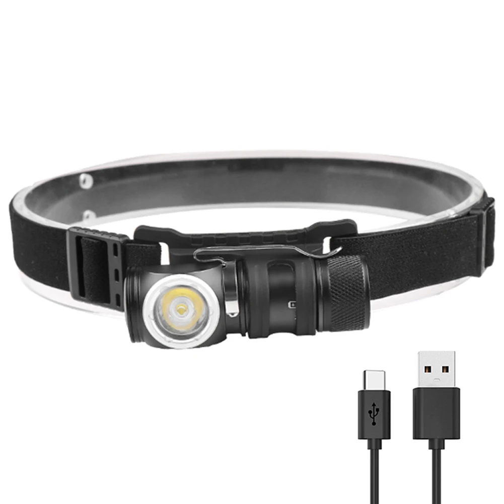 Mini Headlight LED Head Torch Type C Rechargeable Lightweight LED Headlamp IPX4 Waterproof 700Mah for Expedition Riding Fishing