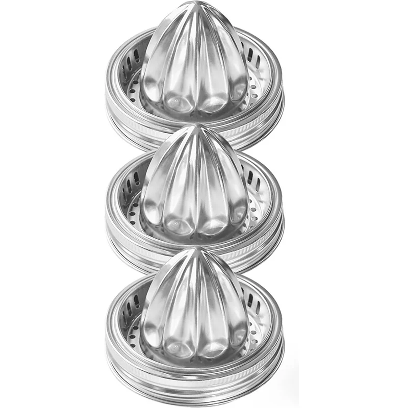 ABAE-tapa para exprimidor de tarro Mason con manivela, exprimidor Manual de jugo de cítricos de acero inoxidable 304, 3 uds. Para tarro de boca ancha de 86Mm