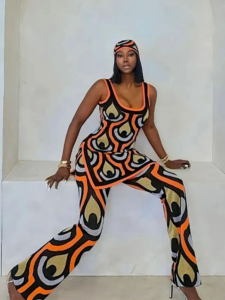 

HH 2025 Весенние костюмы из 2 предметов для женщин, трикотажное тонкое мини-платье с высоким разрезом и эластичной резинкой на талии, женские прямые широкие брюки