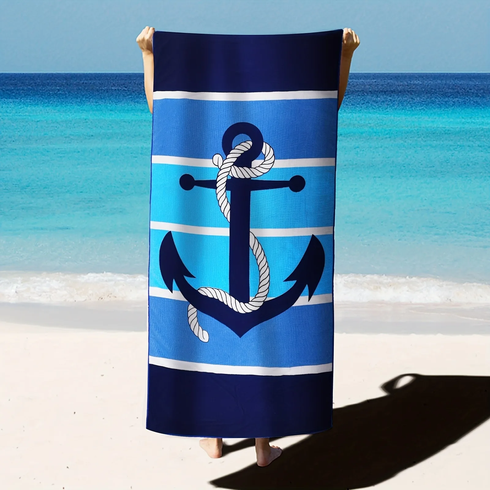 

Beach Towel with Stylish Anchor Design for Seaside Fun! Suitable for towels, bath towels, beach towels