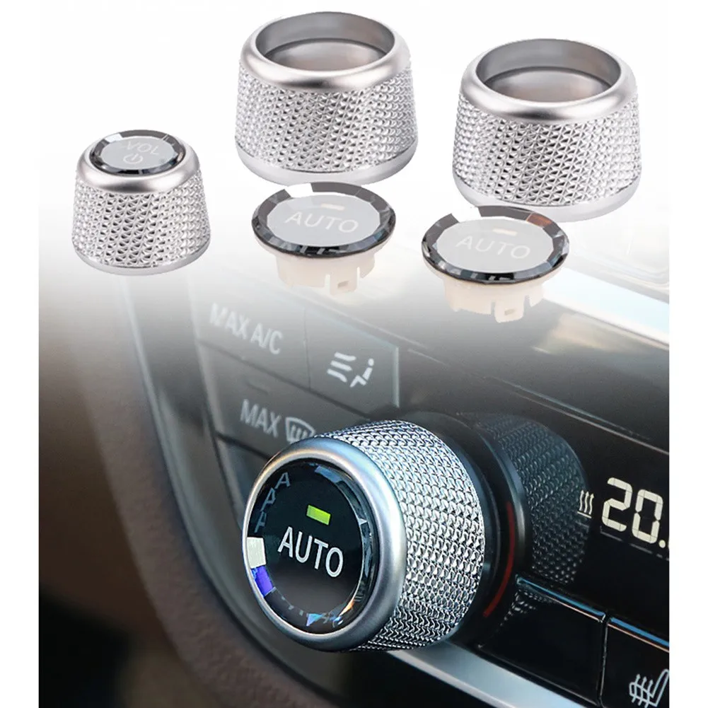 

3pcs Car AC Climate Control Volume Button Knob Crystal Ring Cover For BMW 5 6 7 -series Trim Cover Car Interior Mouldings