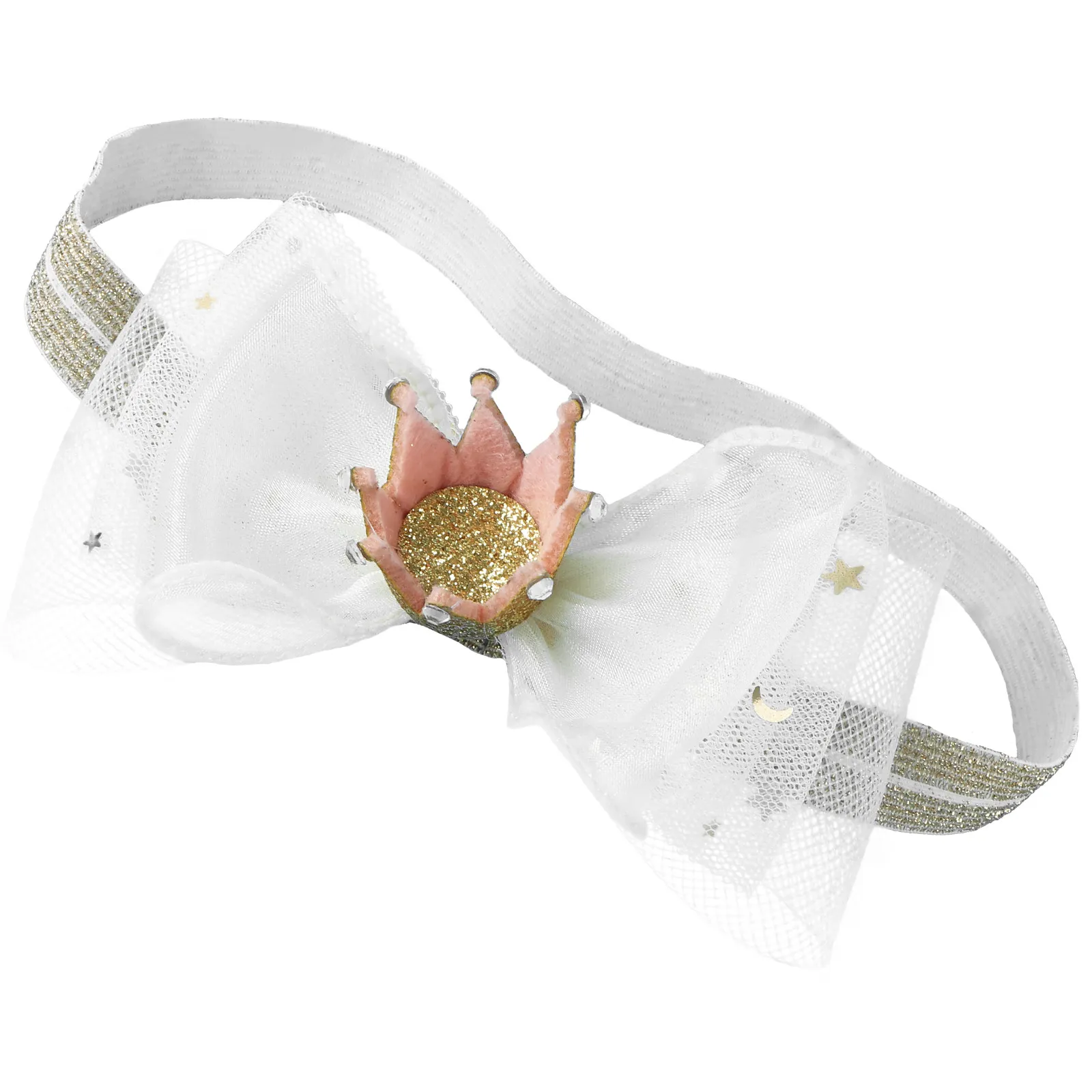 1Pcs Crown Hairband Bow-Knot Headwear Festival Party Head Decor Soft Gauze Stylish Photo Props Performance Hairband