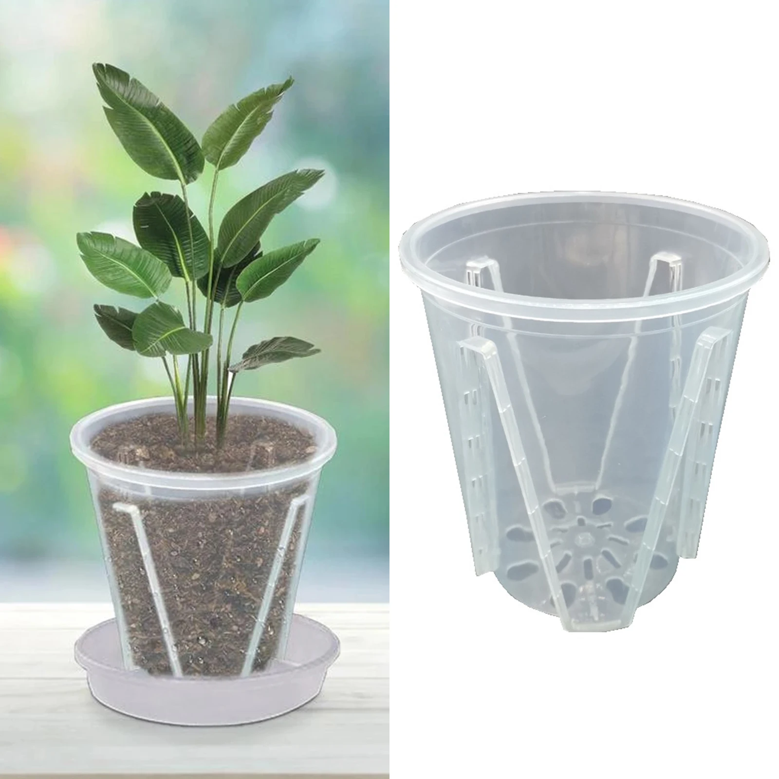 

5Pcs Root Control Transparent Flower Pots Breathable Plastic Plant Pots Nursery Pots For Planting Phalaenopsis Orchids Planters