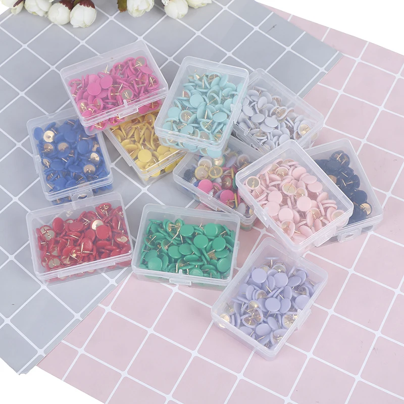 100Pcs Round Push Pins Notice Board Map Thumb Tacks Point Bulletin Drawing Supplies