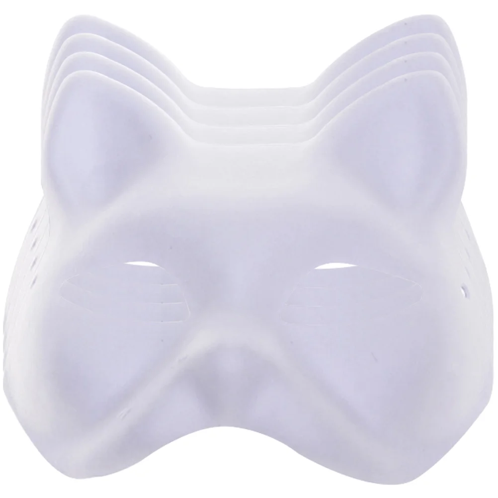 Mão Painted Scary Cat Mask, Máscaras De Polpa, Animais Em Branco, Dia Das Bruxas, Performance De Palco, 4 Pcs