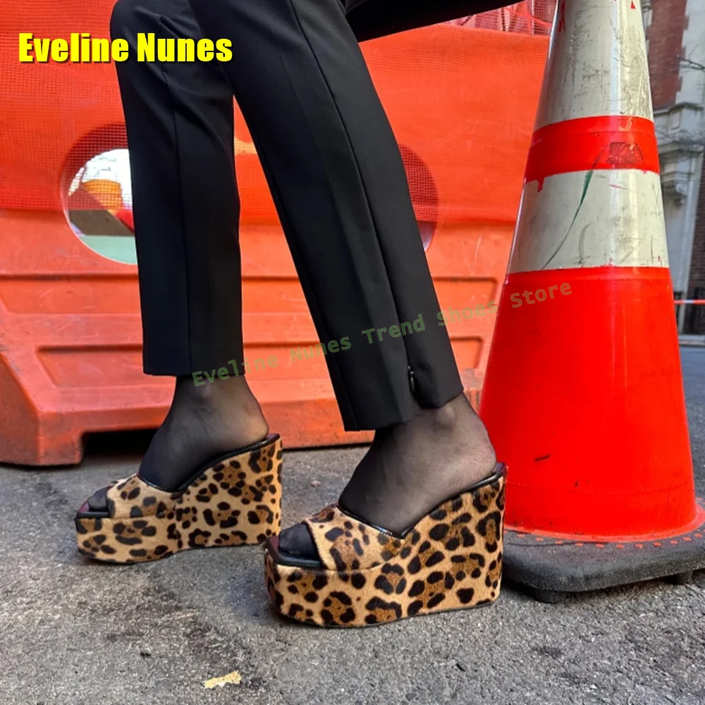 

Black Platform Wedges Slip-On Slippers 2025 Summer Trend Square Toe Height Increasing Shallow Patent Leather Women Sexy Sandals