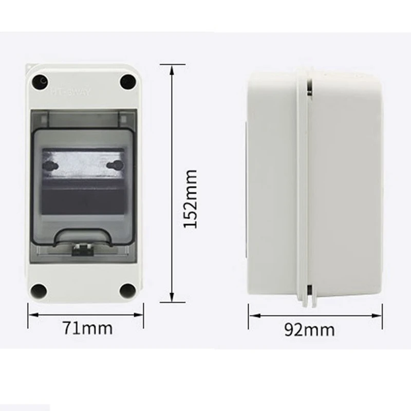 Distribution Protection Box, Waterproof Transparent Cover 3 DIN Rail Outdoor Distribution Junction Box 2Pcs