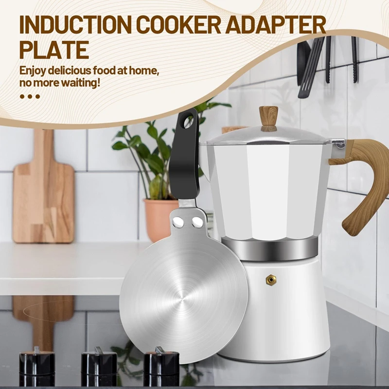 Moka Pot Warmtegeleider Inductiekookplaat Adapterplaat 13 cm/5,1 inch Roestvrijstalen koellichaam voor