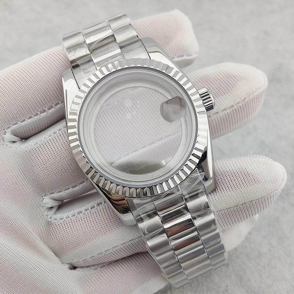 36mm Case Miyota 8285 Case High Silvery Quality Luxury Watch Case Stainless Steel Sapphire Glass Waterproof Case Fit 29mm Dial