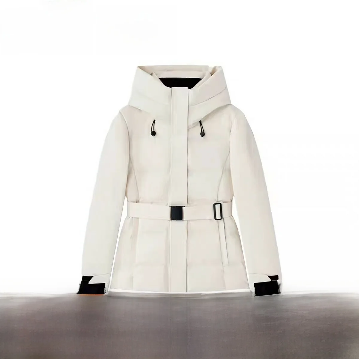 Thickened Padded Hooded Jacket Women's Winter Coat Warm Slimming Waist Design Long Sleeve Zipper Closure  Color Commute ...