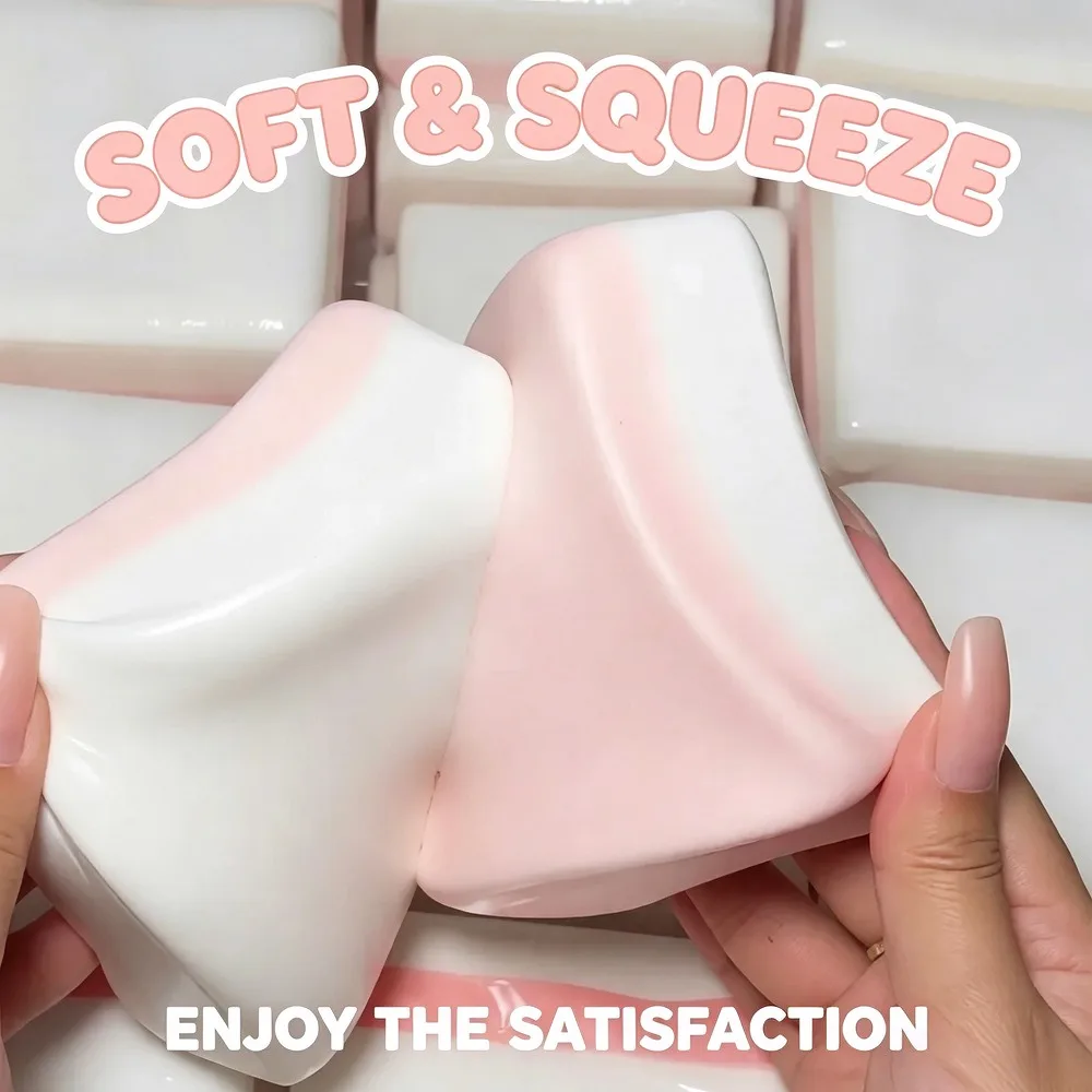 Pink Double-Sided Sticky Rice Cake Squishy Slow Rising Stress Relief Bread Soft Rebound Hand Relaxing Toy Gift for All Ages