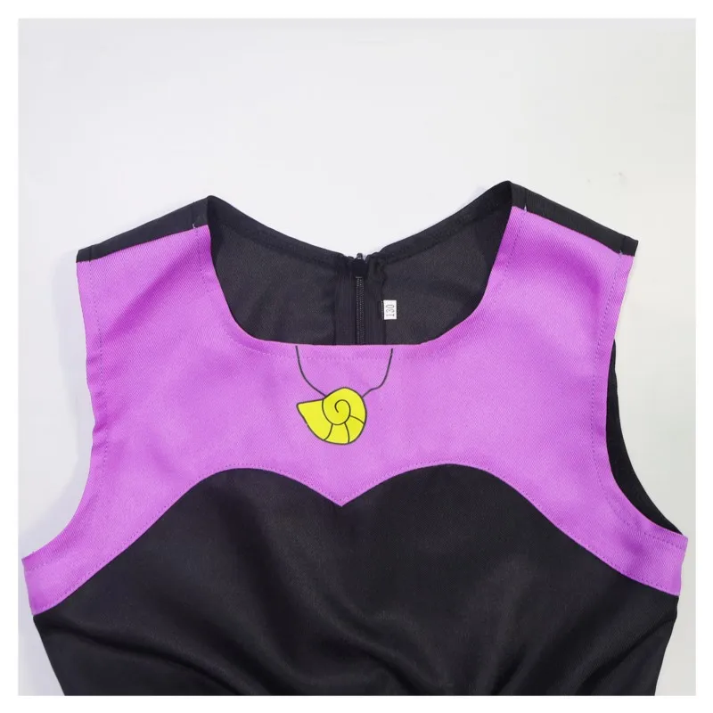 الأخطبوط الساحرة أنيمي تأثيري حلي أسود أرجواني فستان الظلام الشر امرأة مثير ملابس الكبار الأطفال هالوين مهرجان الكرنفال