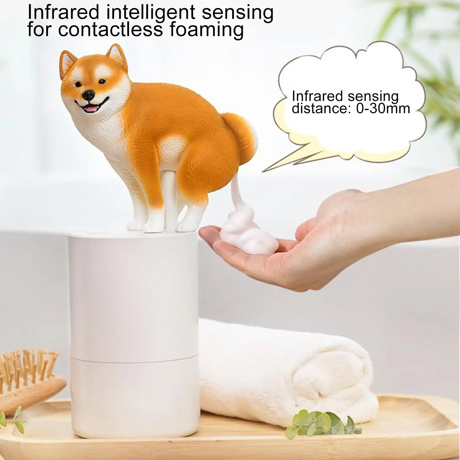 Cute Dog Automatic Sensing Foam Soap Dispense Dog Auto Foaming Soap Dispenser Touchless Battery Operated Bathroom Accessories