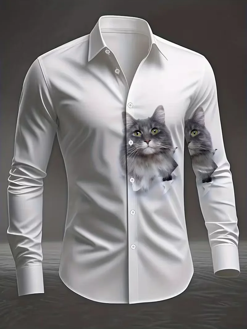 

Новая мужская рубашка с длинными рукавами и 3D-принтом птицы, повседневный, модный и удобный топ, рубашка с длинными рукавами