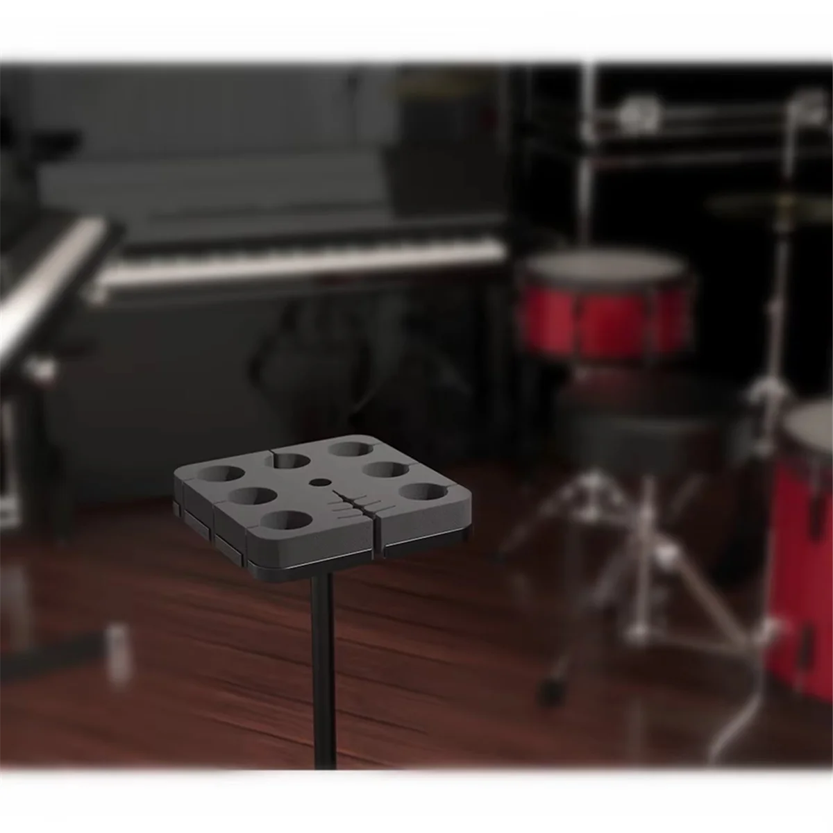 2025+ Multi Microphone Holder for Mic Stand Square Tray Holds Up to 7 Mics on Stage Organizer and Display