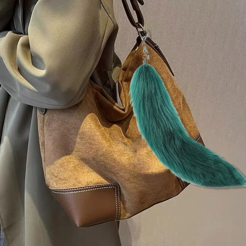 Stylish Bag Pendant Animal Tail Phone Case Adornments Fashion Keychain Soft Unisex Keyrings Colorful Key Pendants image 5