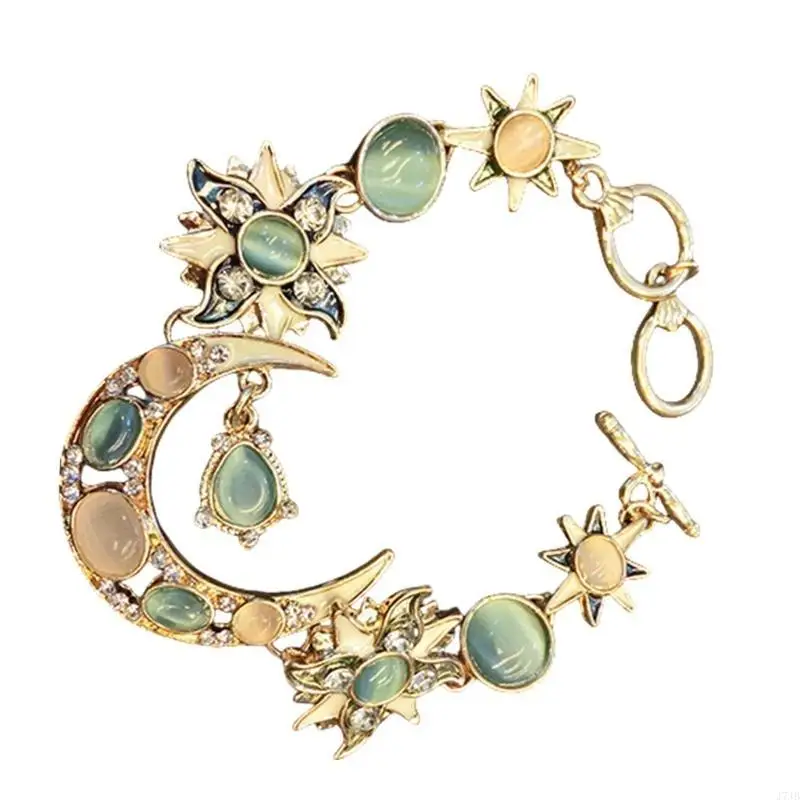 سوار الذهب الأنيق J7JB مع أشكال Sun Moon Star ولهجات أوبال للتجمعات #2