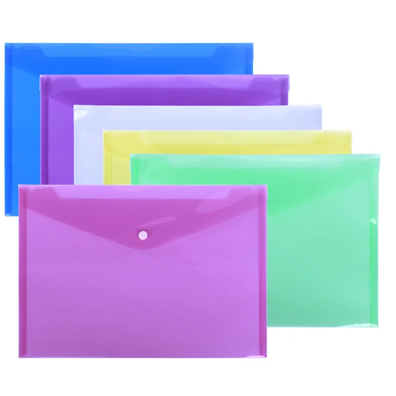 Transparent Plastic File Bag PP Transparent Information Bag Button Storage Bag Student Stationery File Bag Stationery Bag