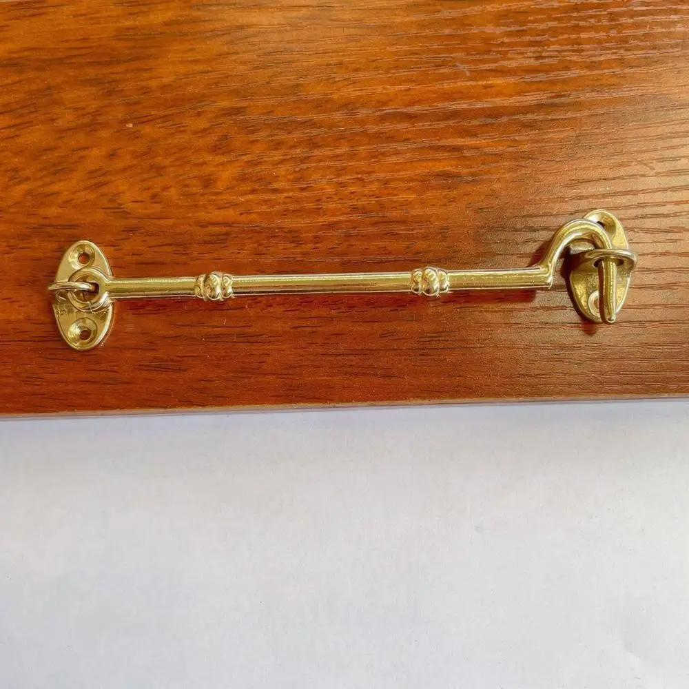 Chinese Vintage Brass Hook Retro Door Window Latch Heavy Duty Windproof Support Antique Style Metal Hardware For Wooden Cabinet