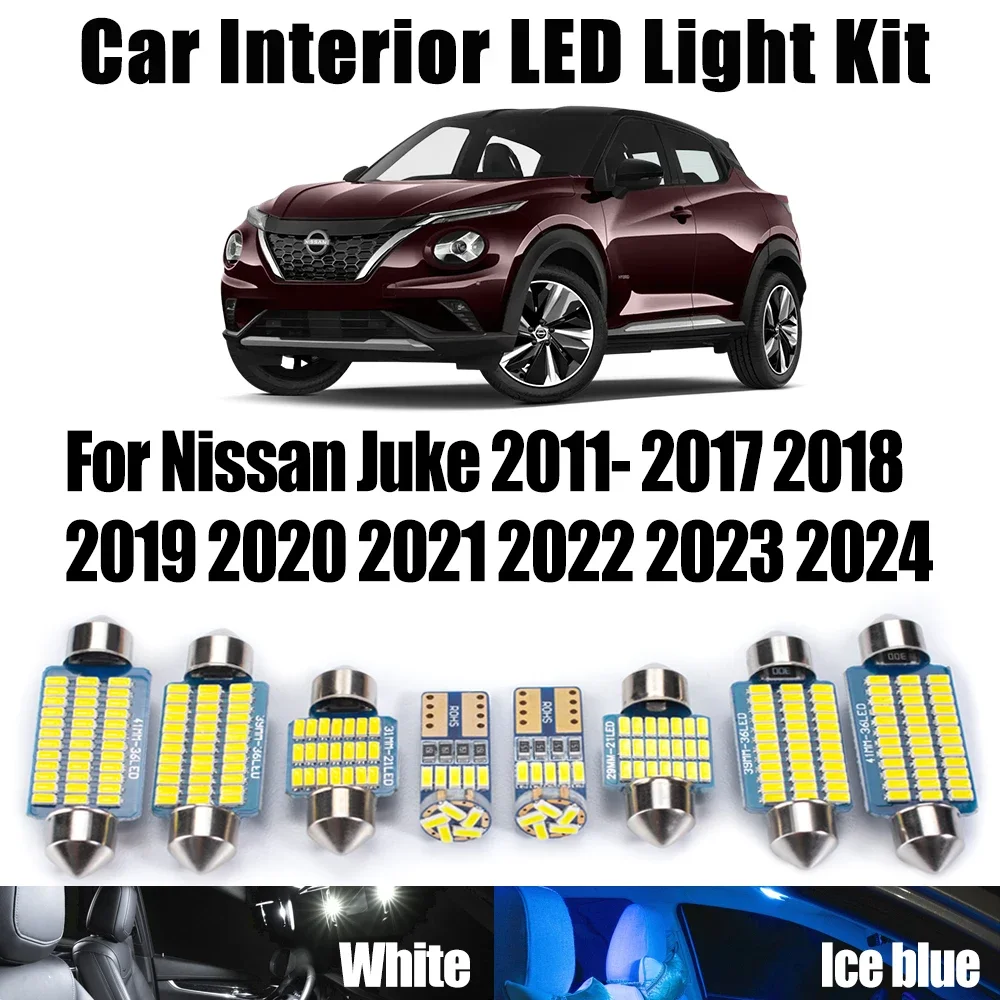 LED Interior Dome License Plate Trunk Reading Bulb Light Kit Canbus For Nissan Juke 2011- 2021 2022 2023 2024 Car Accessories