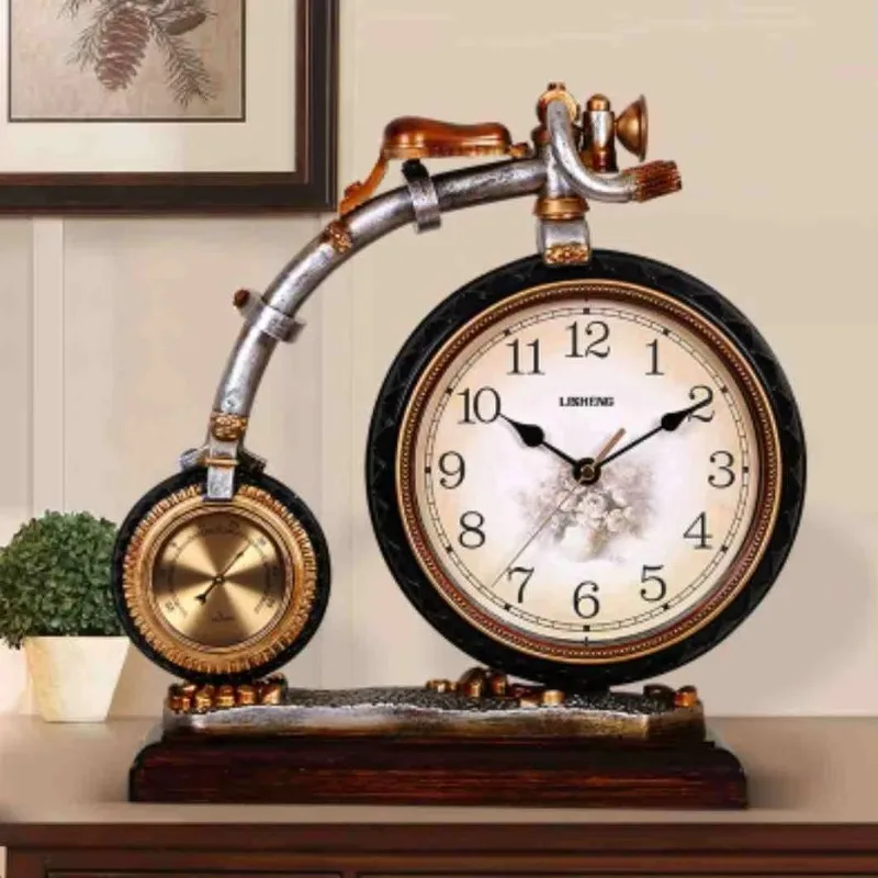 34x10x34.5cm Retro Clock Direct Driving Temperature and Humidity Creative Table Clock Modern Decoration Simple Seat Clock