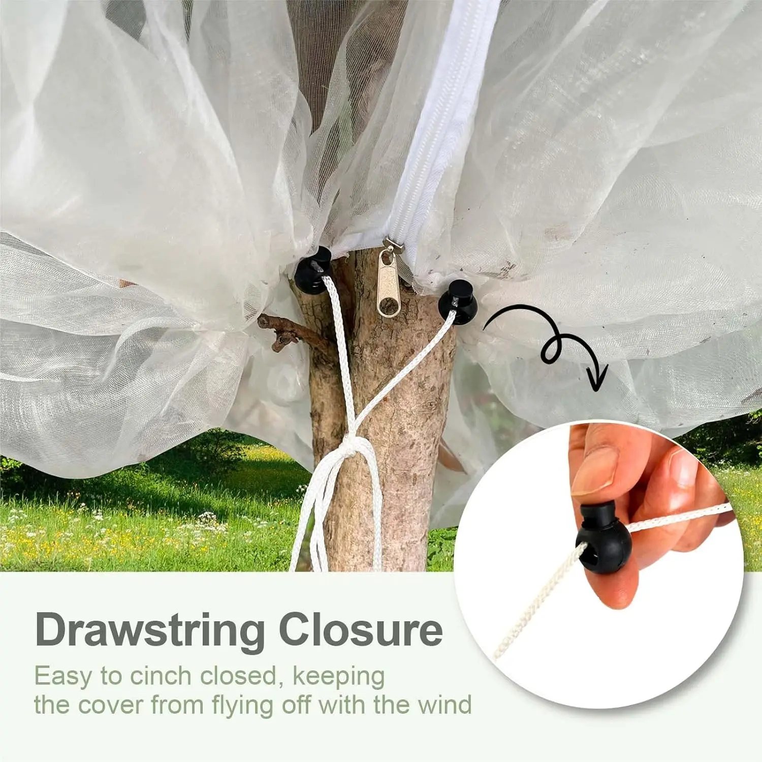 شبكة حديقة بطول 15 قدم × 15 قدم مع سحاب ورباط، حاجز طيور الحشرات لحماية شجرة الفاكهة #4