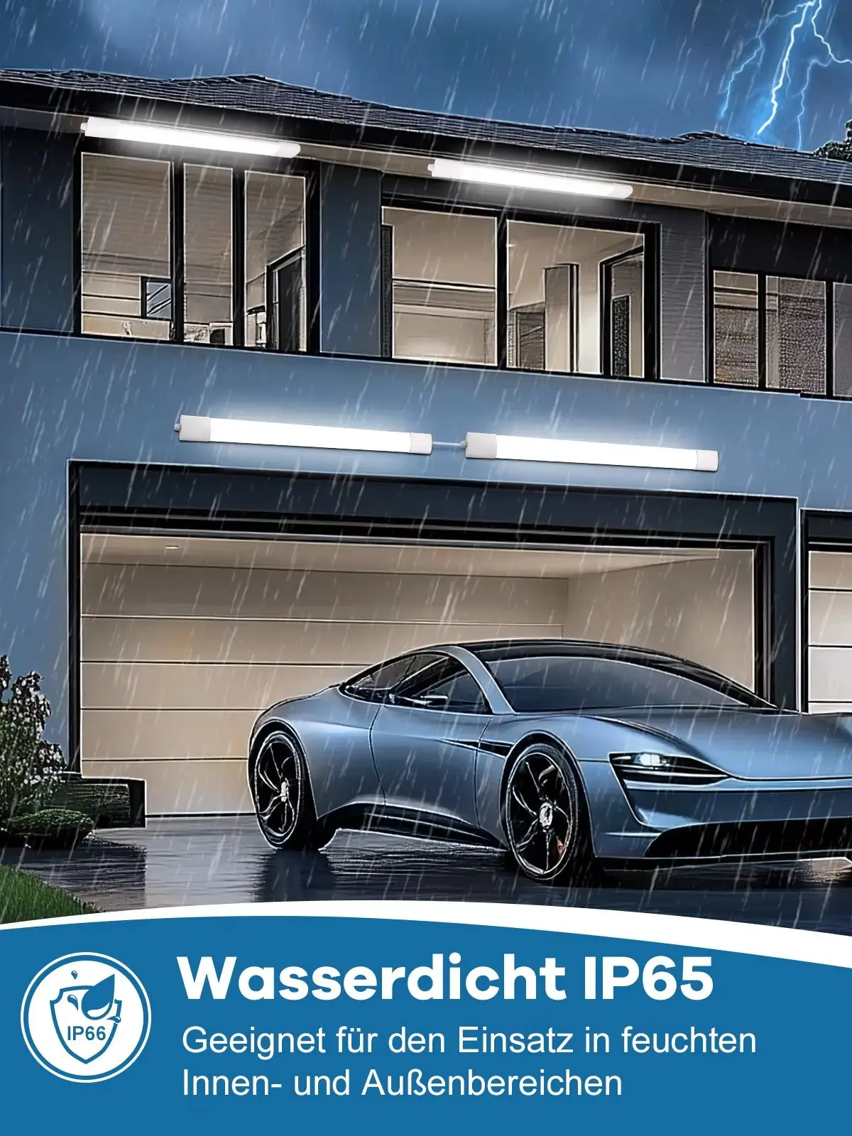 LED Nassraumleuchte 30W 3300LM 87cm 4000K LED-Röhre IP65 Wasserdichte Deckenleuchte für Büro Flur Treppe Garage Lagerraum