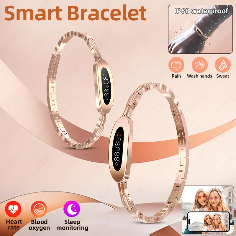 

LIGE Fashion Smart Bracelets Men Women Heart Rate Blood Oxygen Sleep Tracking Health Band Sports Fitness Waterproof Smart Watch