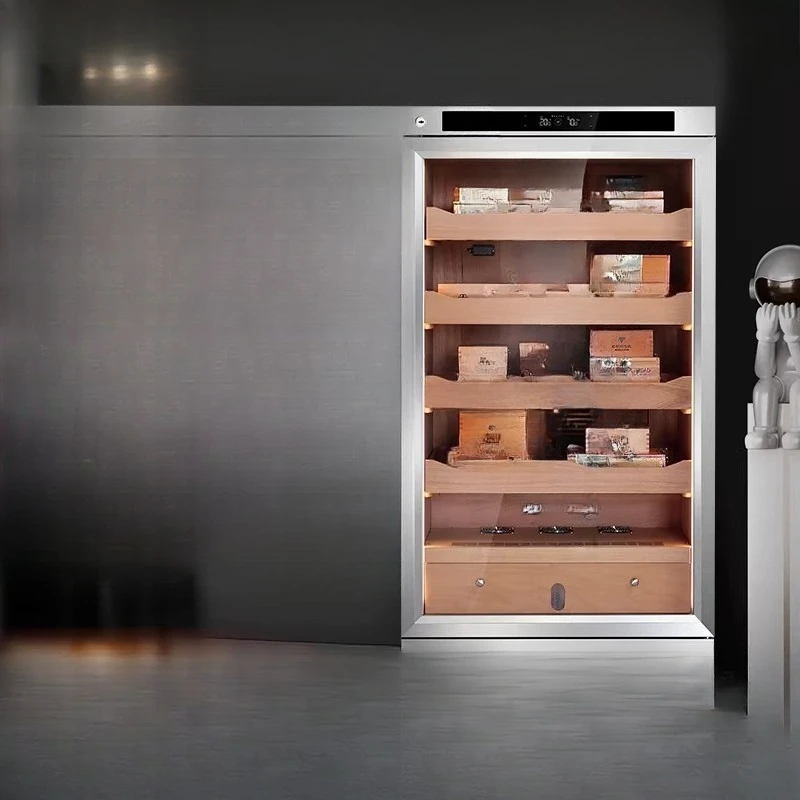 Cigar cabinet, constant temperature and humidity cabinet, small steel cannon W23A household cedar wood stainless steel moist