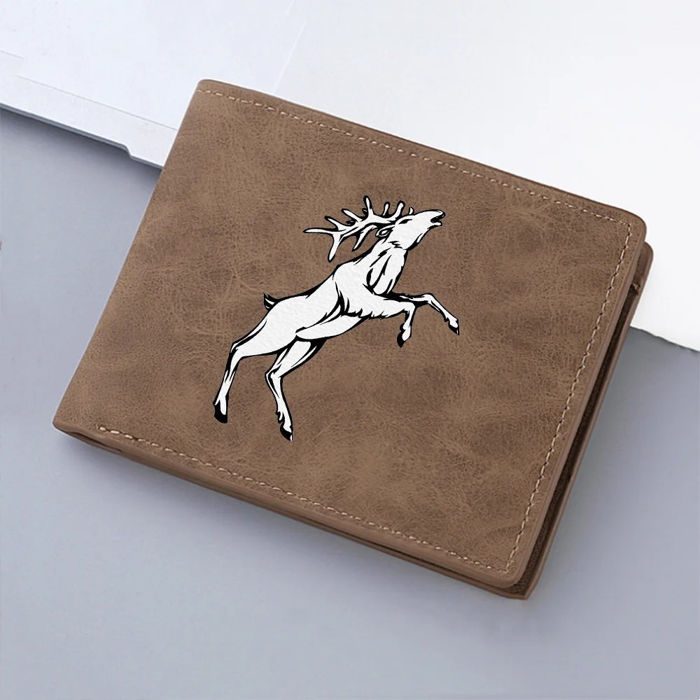 محفظة جيب للعملات المعدنية عالية الجودة بطبعة غزال للرجال، محفظة جلدية صغيرة كاجوال للأعمال