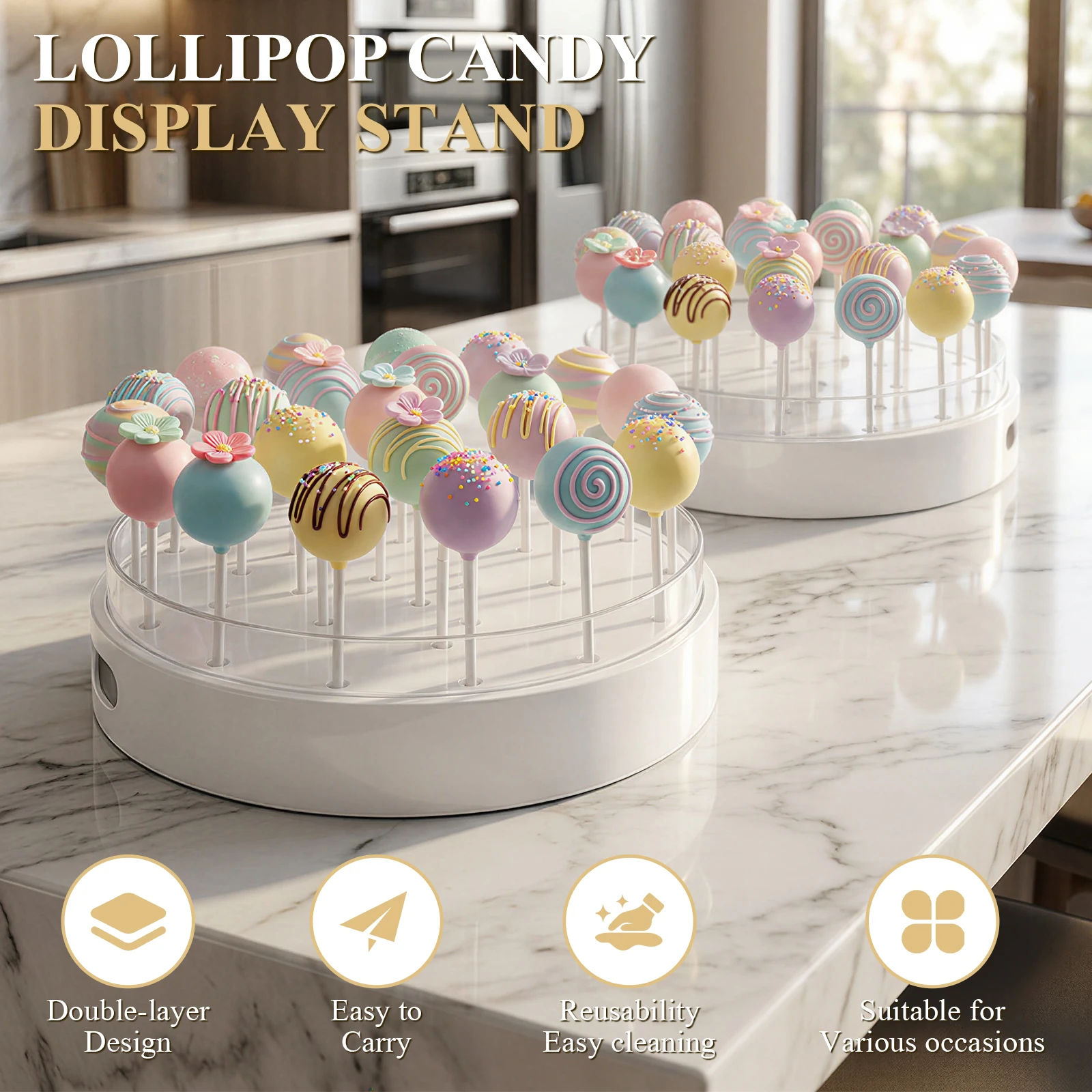 2Pcs Cake Pop Display Stand with 22 Hole Lollipop Display Holder Acrylic Candy Holder for Wedding Party Birthday Dessert Stand