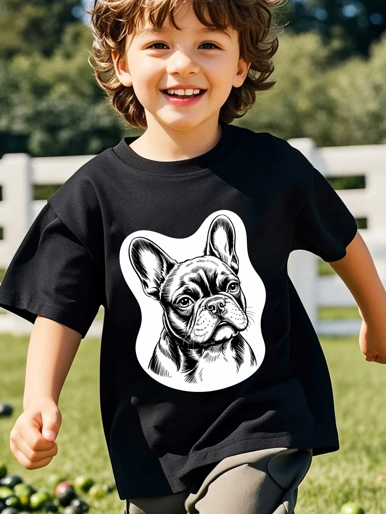 Family French Bulldog Matching Cotton Tee Parent Boy Girl Soft Summer Crew Neck Short Sleeve Top for Dog Lover Fans Tops