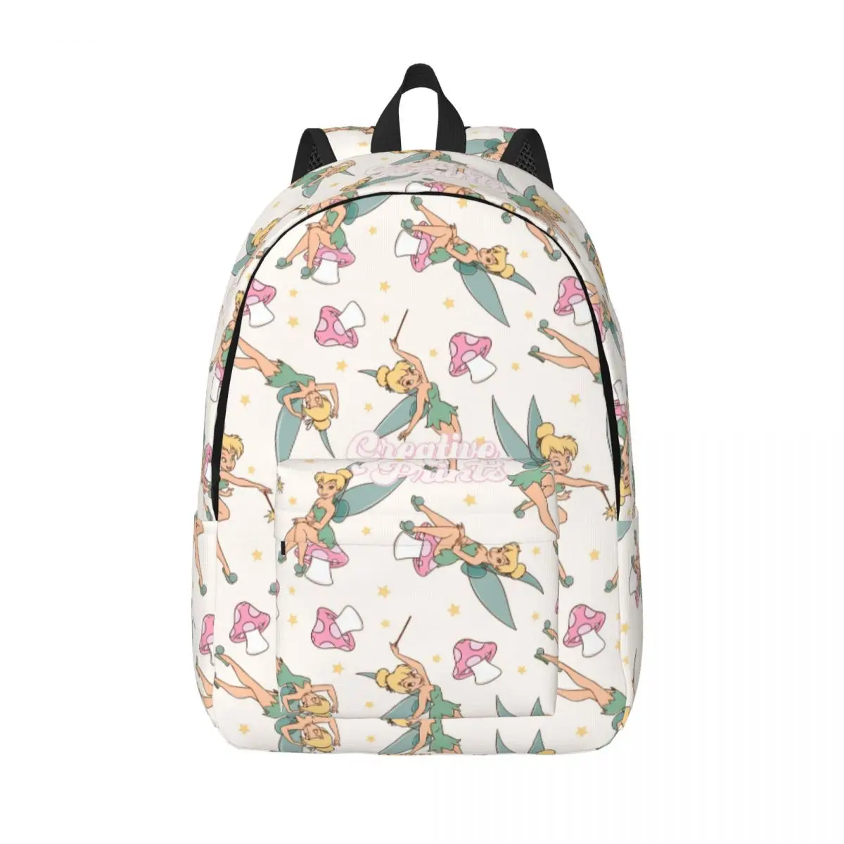 Custom Cartoon Tinker Bell Canvas Backpacks for Women Men College School Students Bookbag Fits 15 Inch Laptop Bags