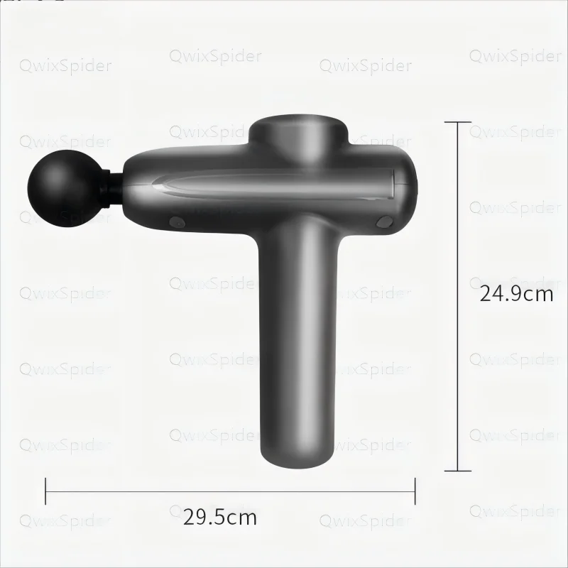 Pistola de masaje súper profesional, 5 velocidades, 6 cabezales de masaje, rango de huelga de 12MM, 15dB, voz de trabajo baja, amplitud del Motor de 55mm