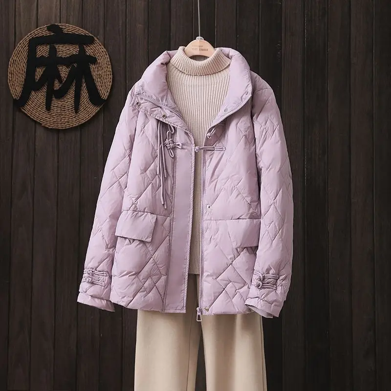 2026 herfst en winter nieuwe donsjas voor dames, woon-werkverkeer, opstaande kraag, winddicht, los donsjack