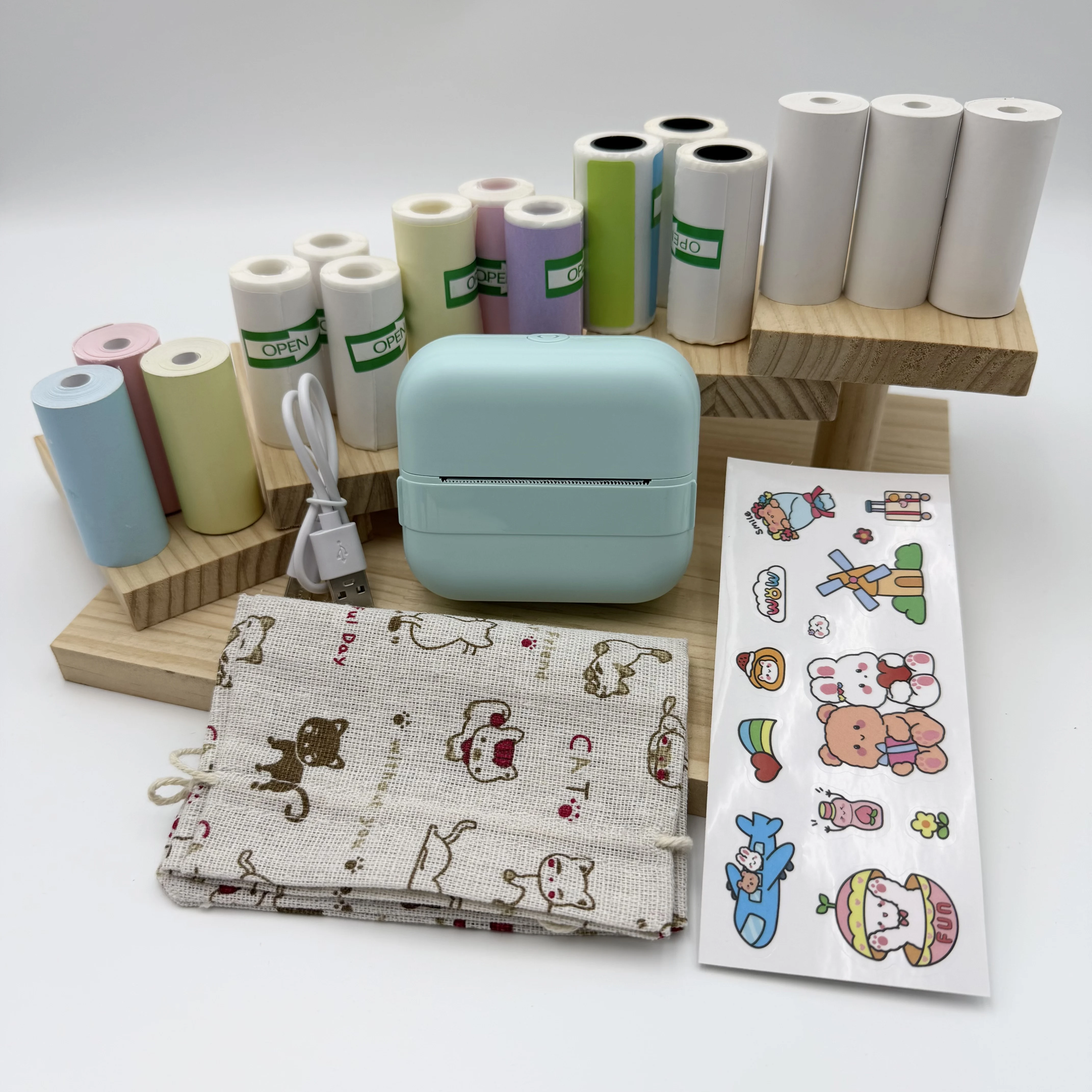 Mini Portable Thermal Bluetooth-compatible Pocket Printer Set, Print Pictures Photos Labels To-Do Lists, USB PD Charging, Non-Bu