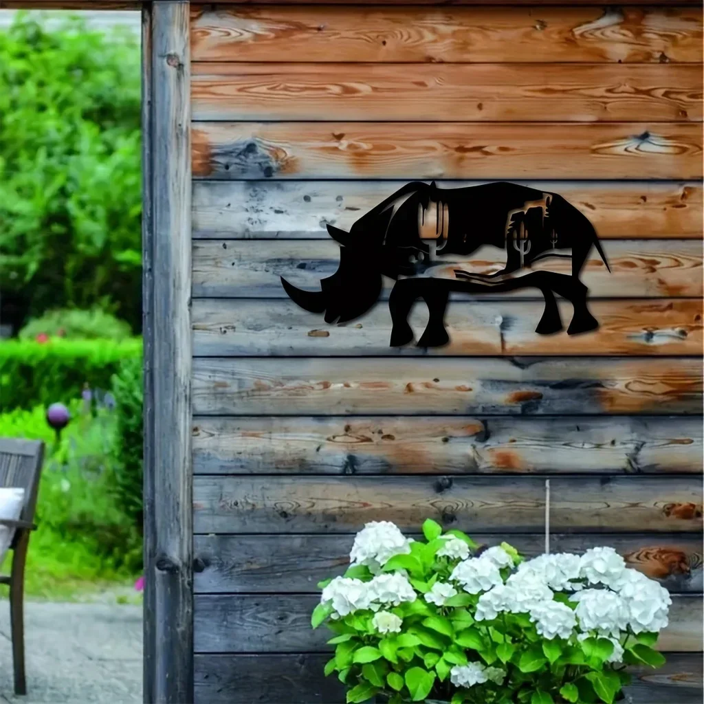 Metal Bison Art Wall Decor, Forest Rhinoceros Metal Wall Decor Rhinoceros Sign Forest Cow Sign Metal Wall Hanging