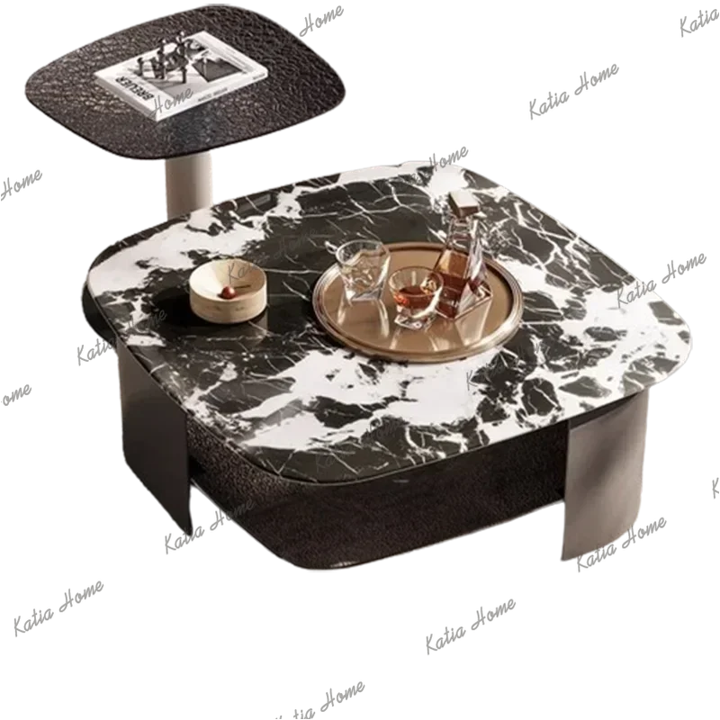 YJ Glamour Square Glass Coffee Table Low Black Modern Mobile Coffee Table Living Room Tea Mesas De Centro Para Sala Home Furnitu