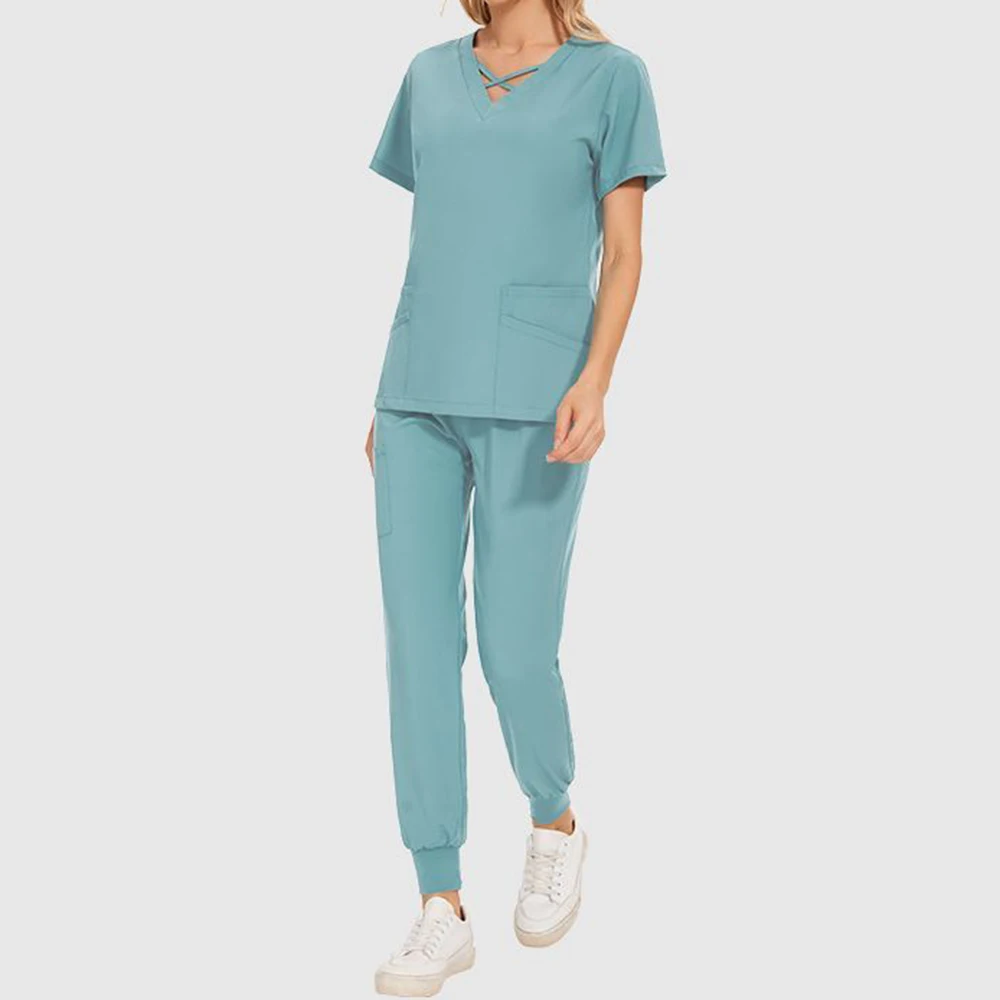 Nurse Uniform Elastic Set Plastic Surgery Doctor Dental Oral Surgery Operating Room Work Uniform Hospital Hand Wash Short Sleeve