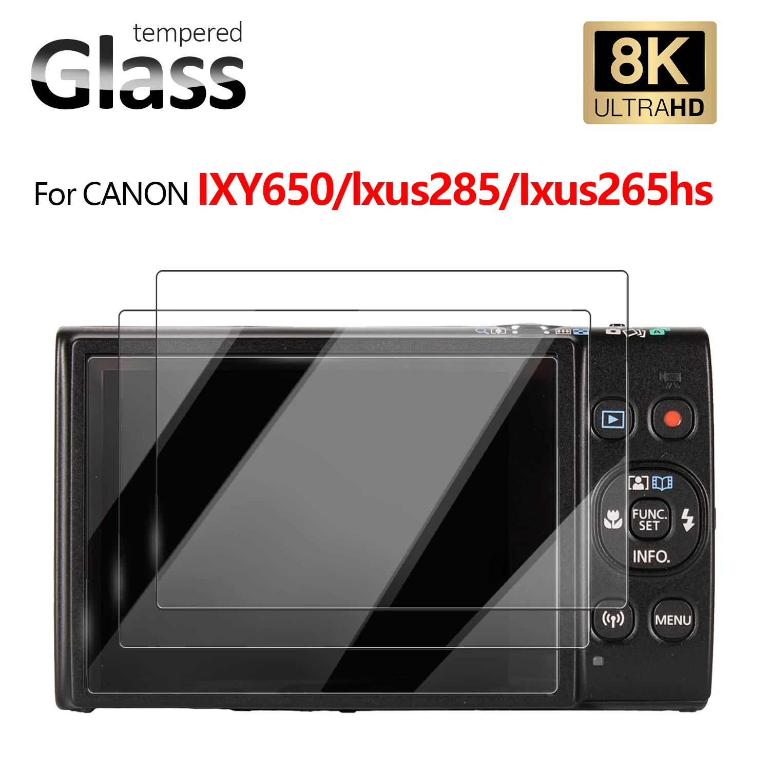 For Canon IXY 650 Ixus 285 265 HS Camera Screen Protector 8K Ultra HD Tempered Glass Protective Clear Film Cover
