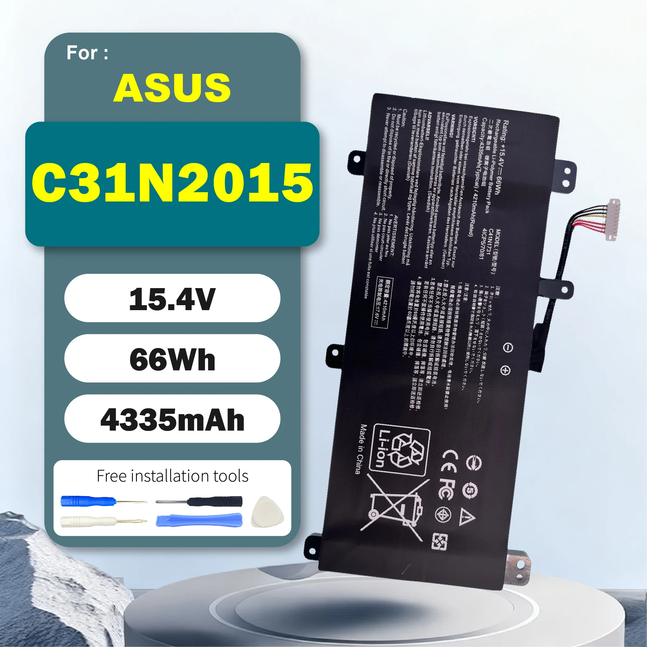 C31N2105 15.4V 4335mAh Battery for Asus Vivobook M3402QA K3402ZA M3402RA S5600F S4600F 0B200-04140000 66Wh