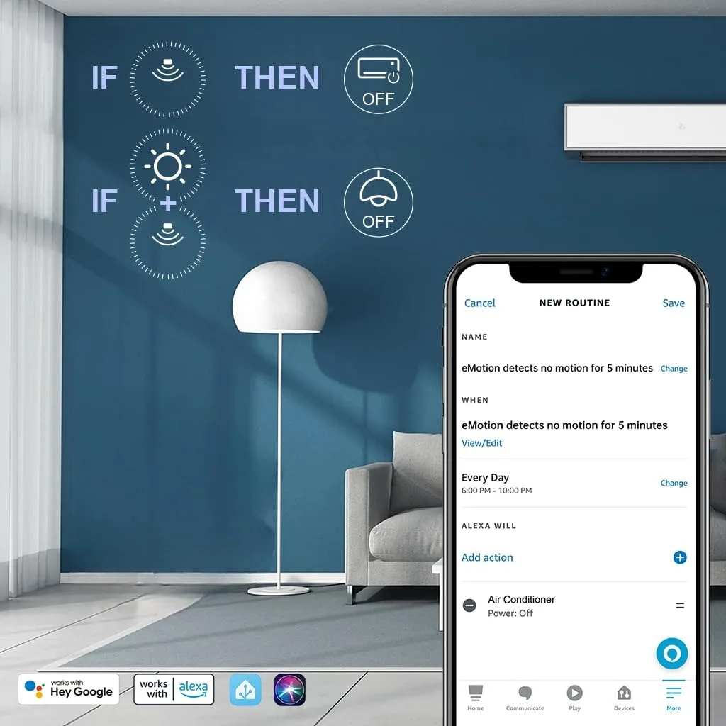 LinknLink 스마트 홈 브리지 감정 존재 센서, mmWave 레이더 WiFi 스마트 모션 센서, IR, Alexa 및 Google Home과 호환