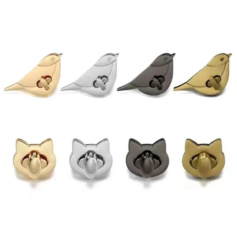 Cute Cat/Bird Clasp Locks Metal Bag Turn Lock For DIY Leather Craft Handbag Shoulder Bags Hardware Decoration Accessories